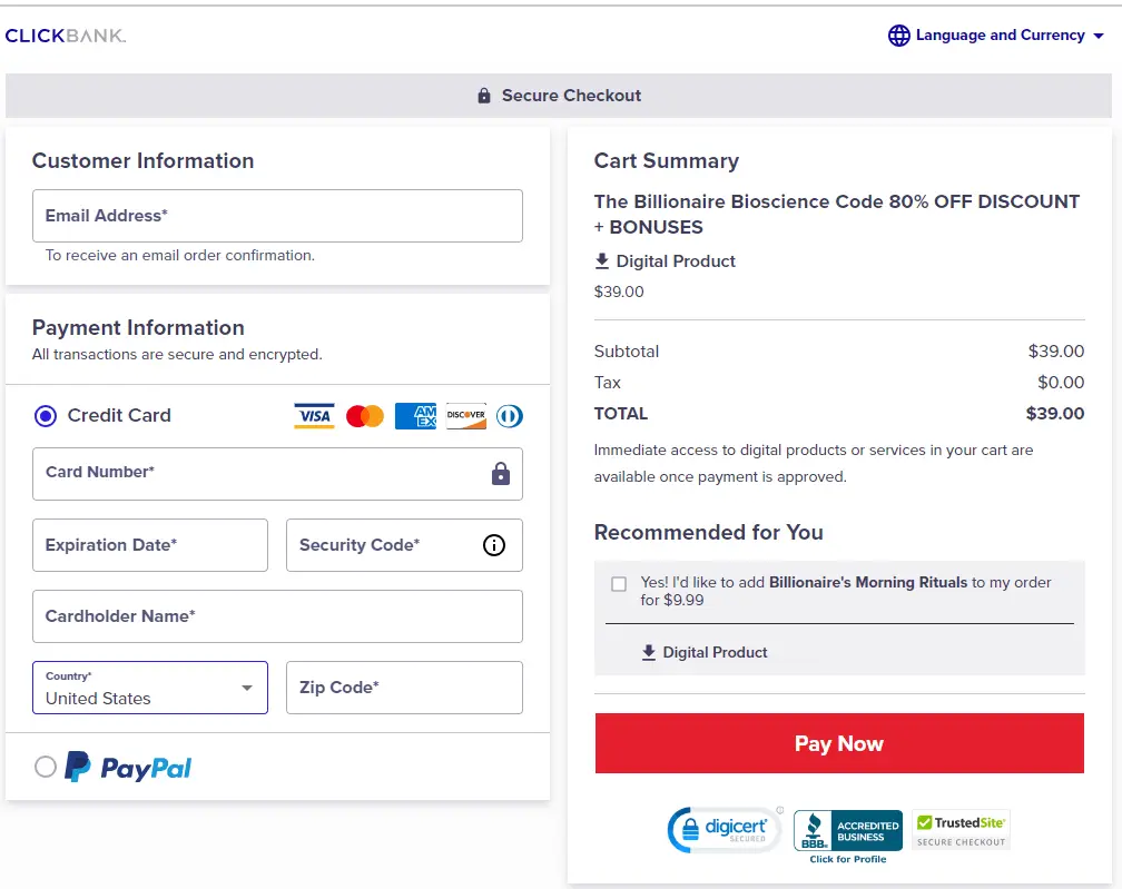 The Genius Wave secure  checkout page